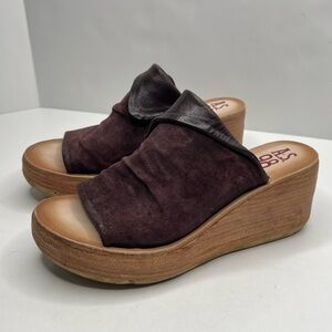A.S.98 Niels Wedge Slide Sandals Size EU 37 Suede Leather Purple